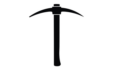 A silhouetted pick-axe stands prominently against a stark white background © Ferdous_Studio