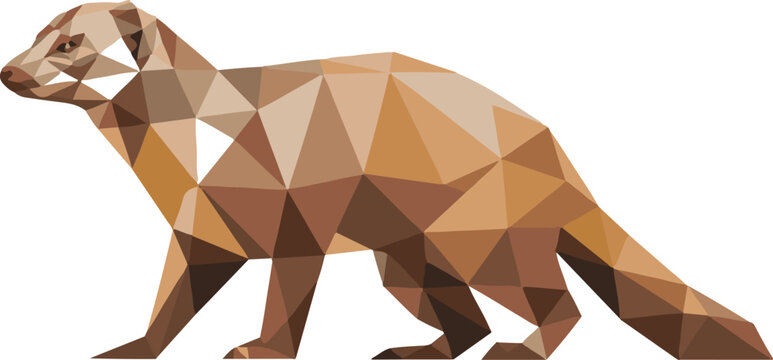 Low Poly Mongoose Vector Art Illustration on Neutral Grey Background
