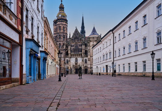St Elisabeth Cathedral Historic Architecture Empty Square Kosice Slovakia