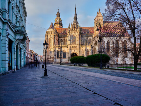 St Elisabeth Cathedral Gothic Architecture In Kosice City Square