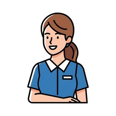 Fototapeta premium Smiling Female Nurse Cartoon Character Portrait.