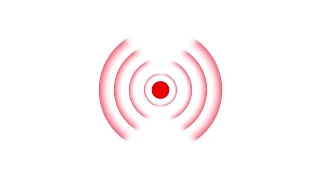 Radio waves seamless animation background. network tower produced radio wave concept. Radio Waves in Circle Form, Radio wave signal. circular radiating shameless looping animation.
