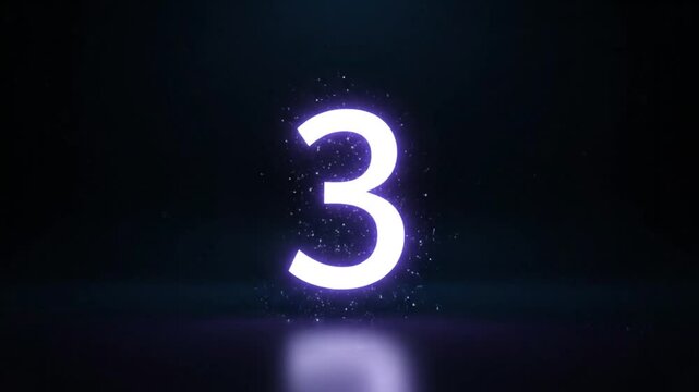 Futuristic number zero neon countdown loop, Digital glowing timer motion video backdrop, Sci fi countdown intro animation