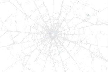 Obraz premium Spiderweb cracked glass effect on transparent PNG.