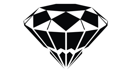 Fototapeta premium A black and white illustration of a faceted diamond with sharp edges