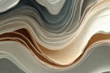 Paper waves dance in soft gray landscape