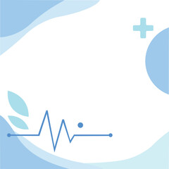Simple Health Monitoring Background with Heartbeat Line and Soft Blue Shapes