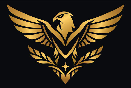 Luxury Golden Falcon Logo on Dark Background