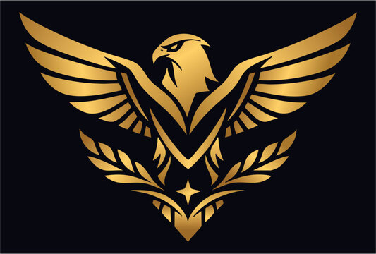 Luxury Golden Falcon Logo on Dark Background