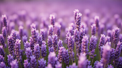 Naklejka premium Lavender Field in Bloom Captures Serene Natural Beauty