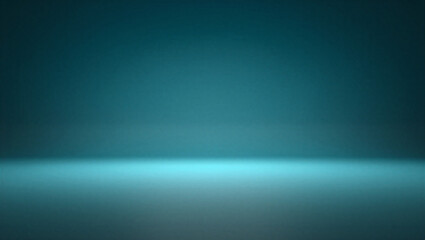 Fototapeta premium Abstract teal studio background with bright cyan light reflection on the floor for product staging