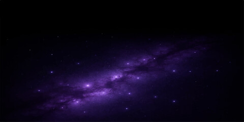 Glowing nebula clouds and bright stars swirl through a blue abstract space background in this ethereal galaxy universe illustration