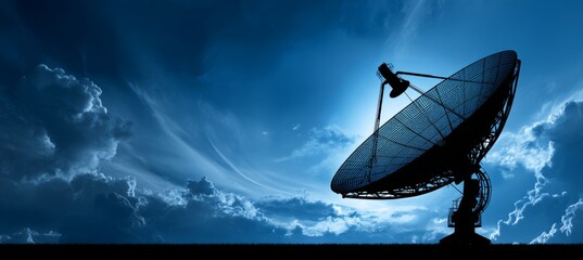 Giant satellite antenna dish. Generative AI technology.	
