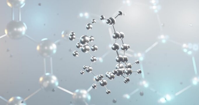 Thiamine pyrophosphate rotating 3d molecule, molecular structure of vitamin b1 derivative seamless video
