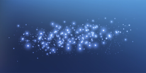 Blue glittering dots, particles, stars magic sparks. Glow flare light effect. Blue luminous points. Vector particles. © Elena