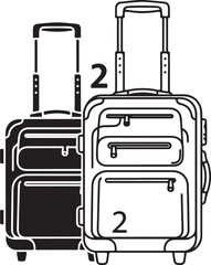 Fototapeta premium Illustration of two wheeled suitcases with handles extended
