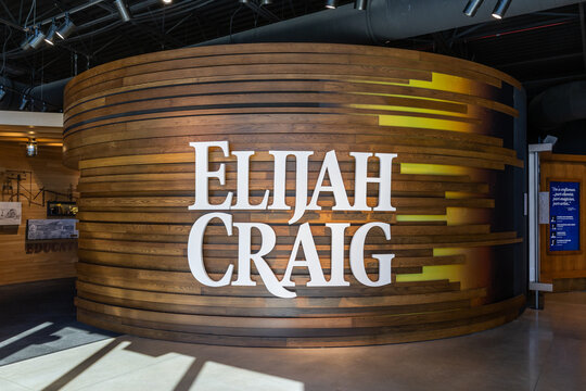 Bardstown, KY, USA - October 21, 2025: Elijah Craig sign at the Heaven Hill Bourbon Experience where guests can do tastings and learn the history of the distillery.