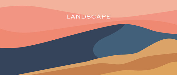 Obraz premium Nature and recreation concept. Background with mountains and hills. Minimalist style of landscape design. Suitable for backgrounds, screensavers and invitation designs.