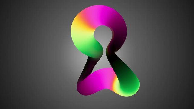 Dual rainbow orbs overlapping with gradient transitions. Abstract 3D loop with fluid color morphing. 3D render motion.