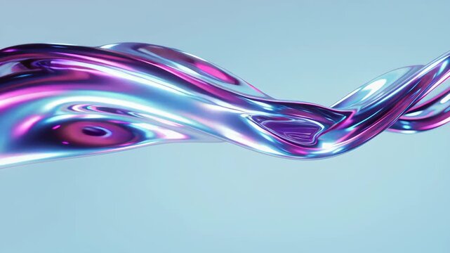 Abstract animation background design iridescent wave render three dimensional water gradient flowing iridescent ribbon with smooth three dimensional wave and water like gradient animation design