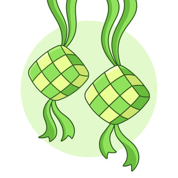 Cartoon ketupat eid al fitr and eid al adha illustration