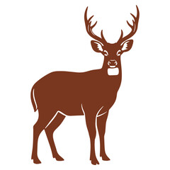 Obraz premium Elegant brown deer silhouette standing gracefully against a clean white background in a minimalist design for nature and wildlife enthusiasts