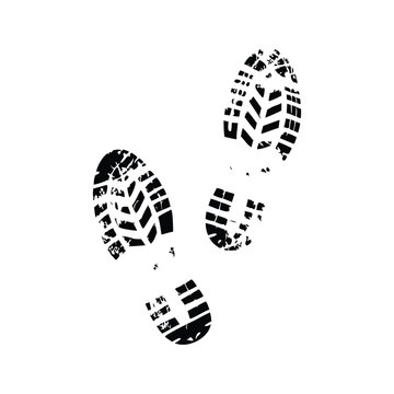 Black and white illustration of vintage hand drawn boot prints footprint pattern clean vector art,