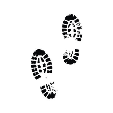 Black and white illustration of vintage hand drawn boot prints footprint pattern clean vector art,