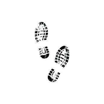 Black and white illustration of vintage hand drawn boot prints footprint pattern clean vector art,