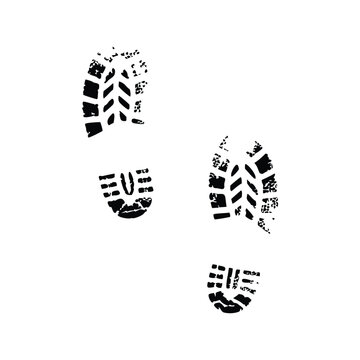 Black and white illustration of vintage hand drawn boot prints footprint pattern clean vector art,