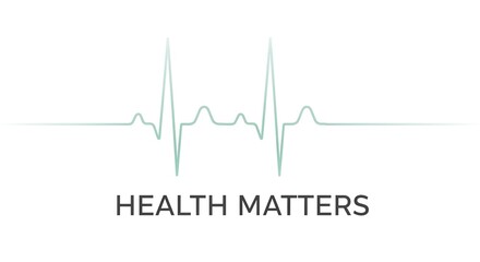 Obraz premium A stylized illustration of a heartbeat line with the words 'Health Matters' on a clean white background