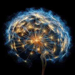Dandelion inspired brain radiating brilliant hues
