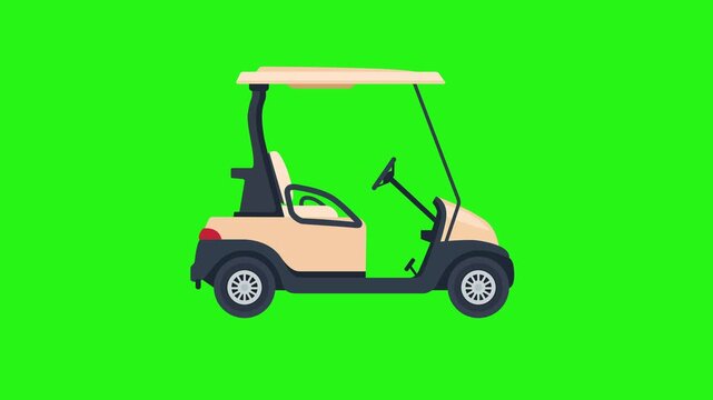 Flat design golf cart icon animation for video overlays and motion graphics