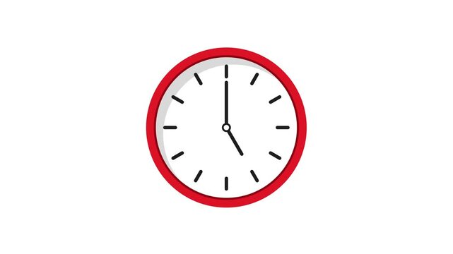 Red flat vector clock time lapse animation on white background for time concept visuals