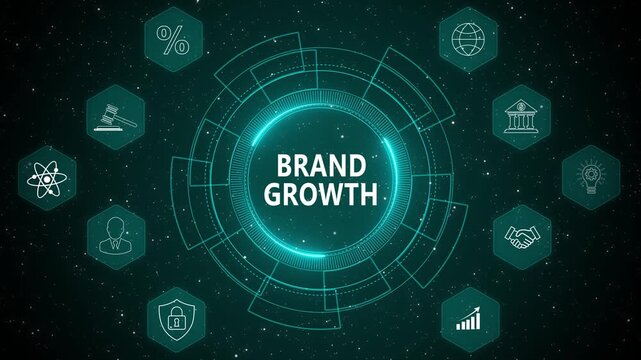 Enterprise branding dashboard powered by Brand Growth strategy with secure performance monitoring and advanced digital marketing management system 4K animation video