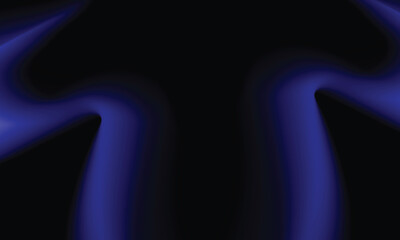 Abstract dark blue flowing background with soft curved light shapes on black space. Modern mysterious backdrop ideal for technology visuals, cinematic designs, digital art, presentations, banners.