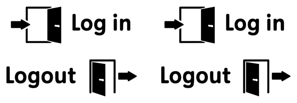 login logout arrow icon set