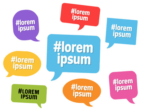 hashtag speech bubble icon set