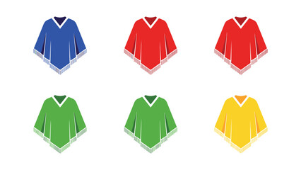 Obraz premium Colorful stylized ponchos displayed in a uniform arrangement