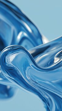 Close-up of beautiful light blue waves and glass texture with fluid lines, creating an atmosphere of tranquility and elegance