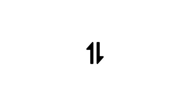 Minimalist Black Vertical Double Arrow Icon for Data Transfer, Exchange, Sorting, and Navigation on Isolated White Background.