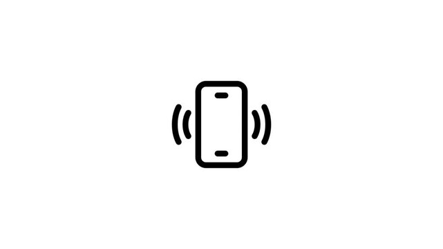 Vibrating Smartphone Icon - Minimalist Black Line Art Mobile Phone Ringing or Notification Alert Symbol on White Background