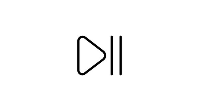 Minimalist Play Button Icon with Pause Symbol, Vector Graphic for Media Controls, UI Design Elements, Technology and Entertainment Concepts.