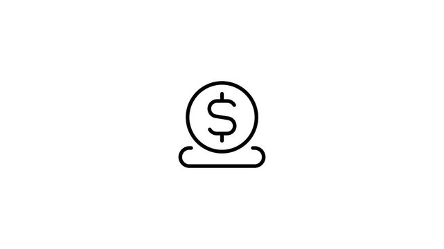 Simple Line Icon of a Dollar Coin on a Stand, Minimalist Symbol for Money, Finance, Currency, and Investment Concepts.