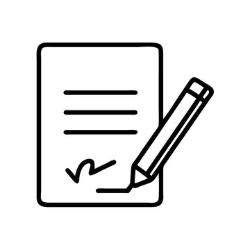 Contract signing agreement with pencil icon vector illustration legal document and signature 