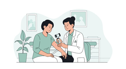 Fototapeta premium Doctor Examining Patient's Skin with Dermatoscope in Medical Office