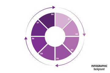 Purple circle puzzle infographic. Diagram, graph, presentation, puzzle piece set, vector illustration