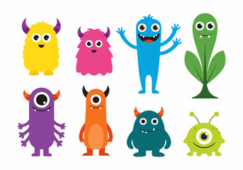 Naklejka premium Bright and Cheerful Monster Party Vector Illustration