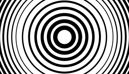 Fototapeta premium Set of black halftone circular lines forming a rhythmic, concentric ring pattern. A high-contrast asset suitable for creating optical art, hypnotic visuals, and modern geometric textures.