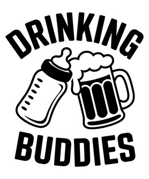 "Drinking Buddies" Baby Bottle and Beer Mug Graphic